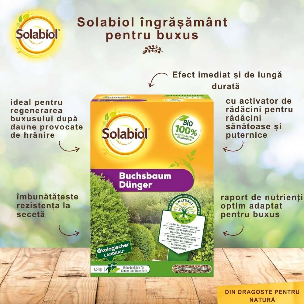 Ingrasamant organic Solabiol pentru Buxus 1.5 kg cu Activator Radacini