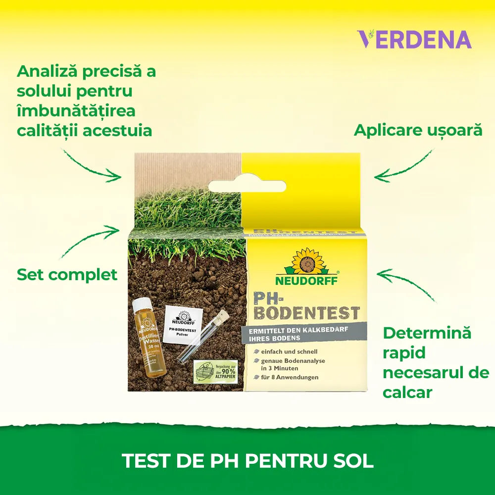 Test de pH pentru Sol, 1 Set, Determinare Rapida si Usoara a pH-ului si Necesitatilor de Calcar, NEUDORFF