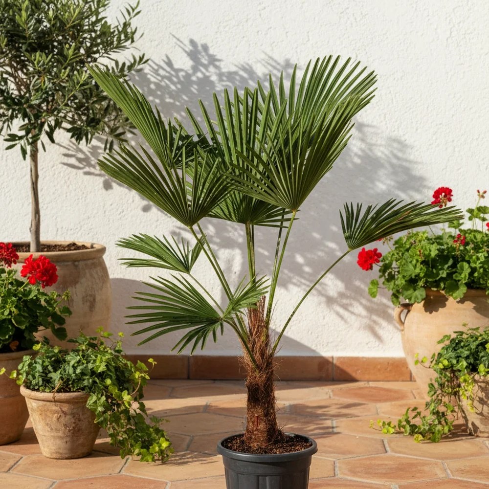 Palmier Morisca Trachycarpus Wagnerianus, planta exotica cu frunze evantai. rezistenta la frig - 50 cm