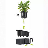 Ghiveci Auto-Irigant Lechuza Cube Color Triple, negru tip ratan, pentru plante cu ghiveci, sistem de autoirigare, include bracket asortat