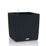 Ghiveci Auto-Irigant Lechuza Cube Cottage 30, 12 l, efect de ratan negru, pentru plante cu ghiveci, sistem de autoirigare, insert detasabil, strat de drenaj
