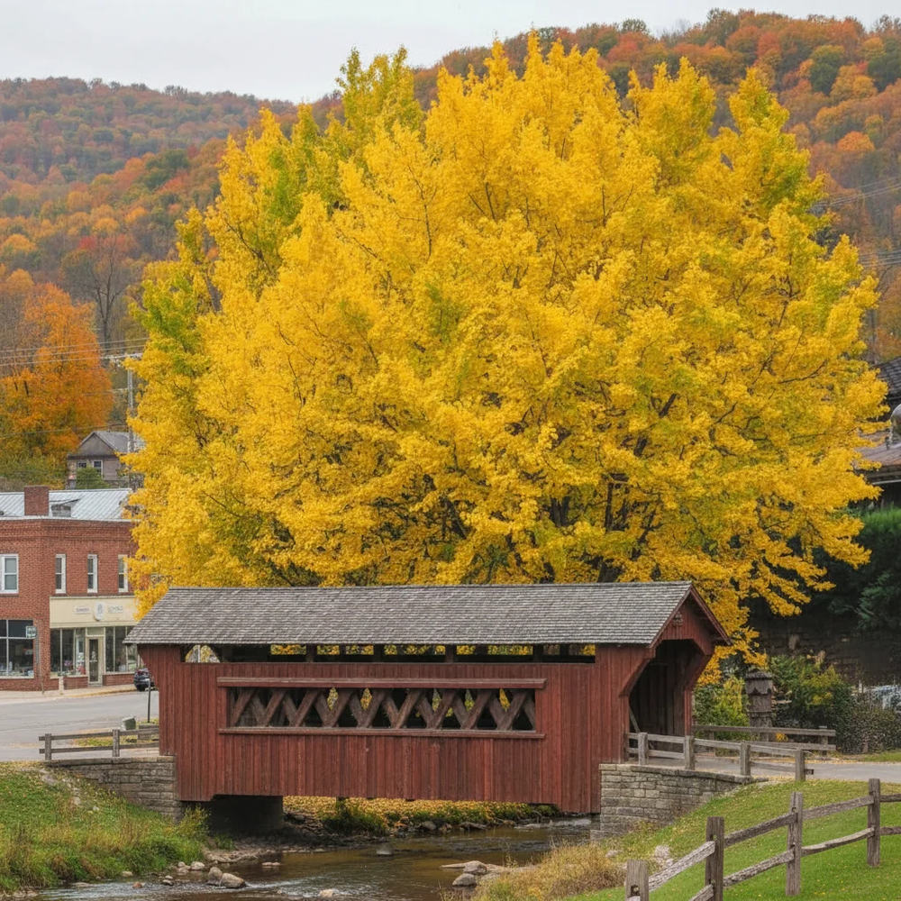 Arborele Pagodelor (Ginkgo Biloba) Autumn Gold, colorit de toamna cu frunze aurii, specie antica, perfect pentru umbra