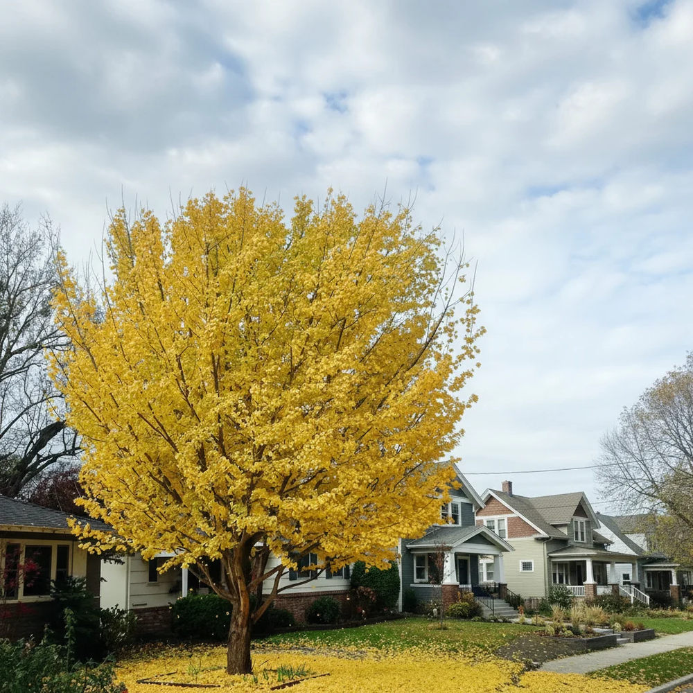 Arborele Pagodelor (Ginkgo Biloba) Autumn Gold, colorit de toamna cu frunze aurii, specie antica, perfect pentru umbra