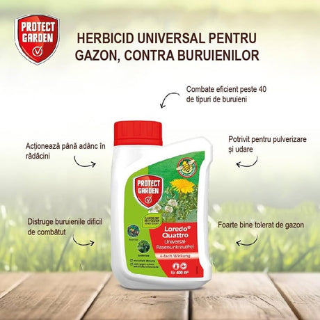 Black Friday - Reduceri Erbicid Universal pentru Gazon, Contra Buruienilor Tenace cu Efect Quadruplu, 270 gr, PROTECT GARDEN Promotie