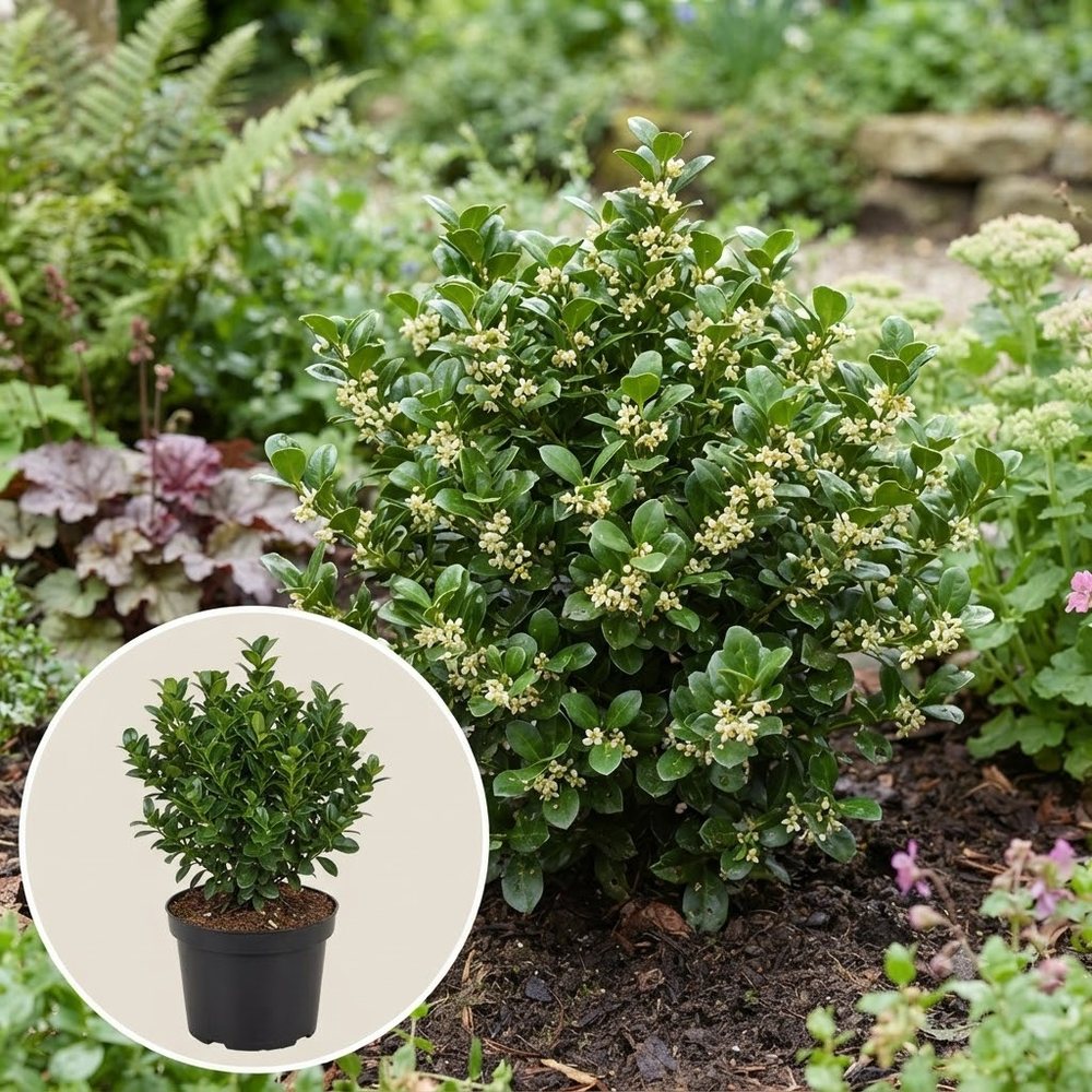 Laur Japonez Ilex Convexa, arbust vesnic verde pentru gard viu, frunze lucioase