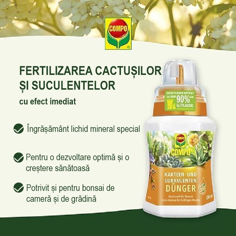 Black Friday - Reduceri Ingrasamant Lichid pentru Cactusi si Plante Suculente, 250 ml, COMPO Promotie