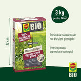 Ingrasamant Organic Granule Fine 3 kg pentru Gazon impotriva Buruienilor si a Muschiului, Ingrijire Completa, COMPO - VERDENA - 3 kg