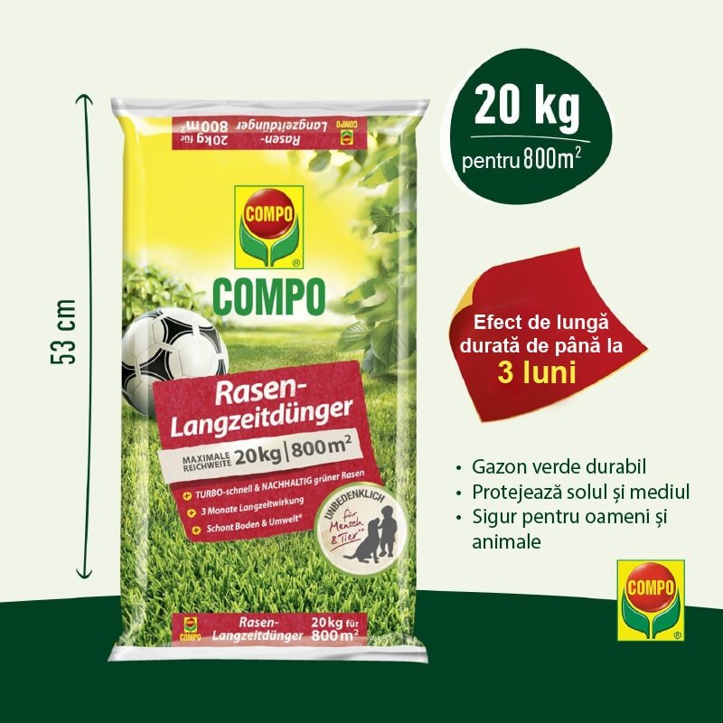 Black Friday - Reduceri Ingrasamant Organic pentru Gazon impotriva Buruienilor si a Muschiului, 15 kg pentru 540 m², Efect de Lunga Durata, COMPO Promotie