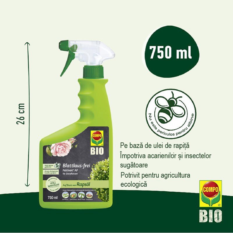 Insecticid Organic pentru plante Ornamentale contra Afidelor, 750 ml, COMPO - VERDENA - 750 ml