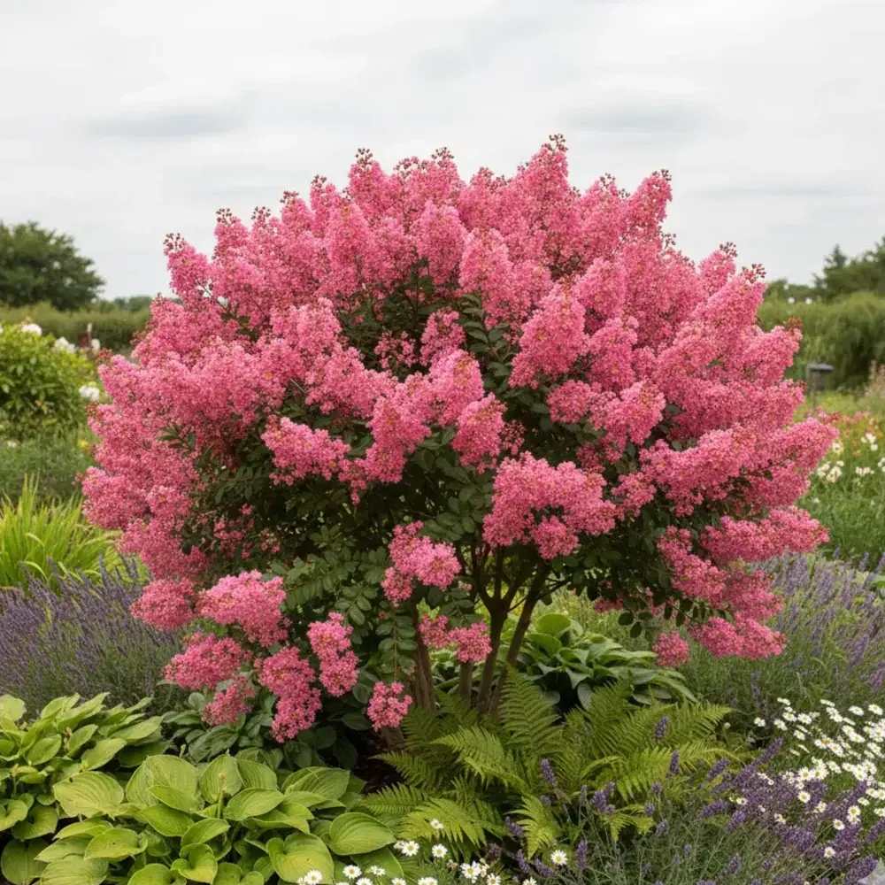 Liliac Indian Arbustiv Coral Magic, cu flori coral-pink, inflorire lunga, rata de crestere rapida