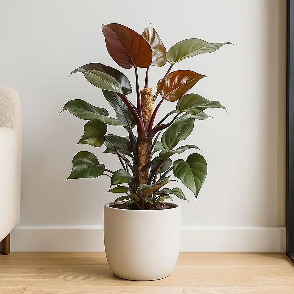 Philodendron Sun Red, 80 cm, planta de interior cu frunze rosii, usor de ingrijit