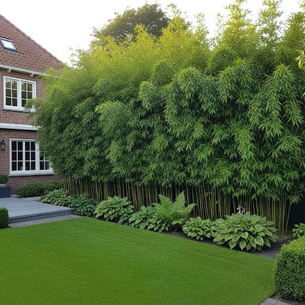 Bambus de Gradina Bissetii (Phyllostachys), tulpini verzi, crestere rapida, ideal pentru gard viu si terase